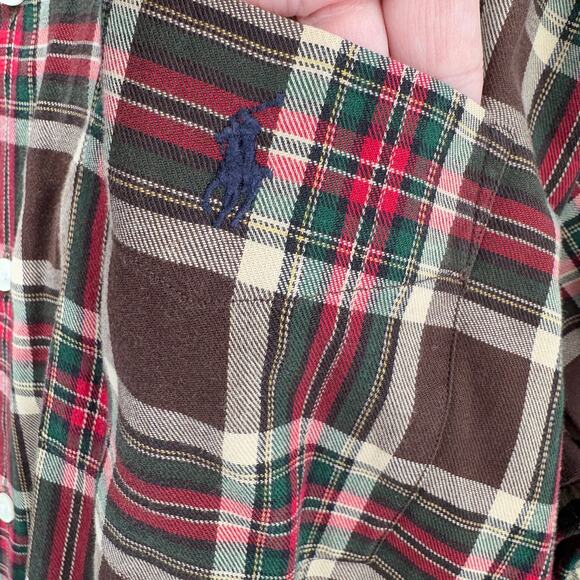 Ralph Lauren Shirt Mens XL MCMEEL Brown Plaid Flannel Button Down Vintage - Picture 3 of 7
